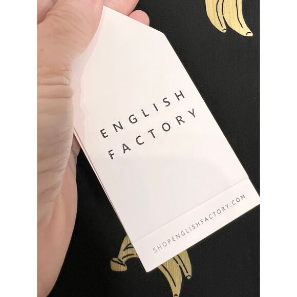 English Factory Banana Print Sheer Peplum Hem Blouse Black Women's Size S NWT - Picture 3 of 6